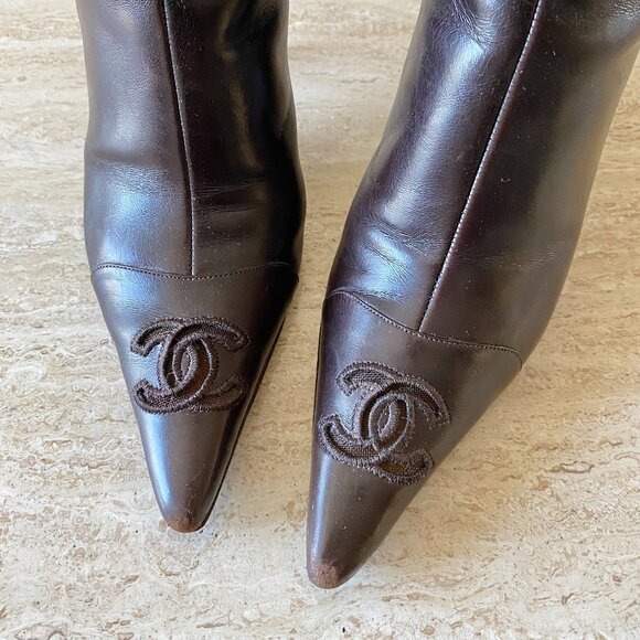 Vintage Chanel Mesh CC Ankle Boots - Picture 6 of 9